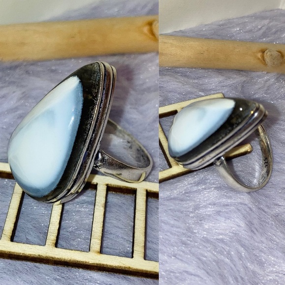 Amazing Owyhee Blue Opal Gemstone Chunky Handmade Ring - Picture 9 of 9